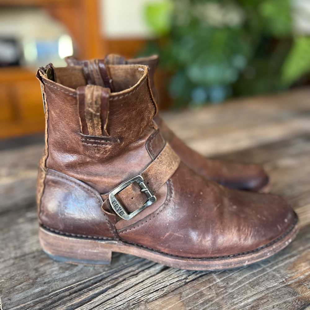 Frye Brown Leather Ankle Boots